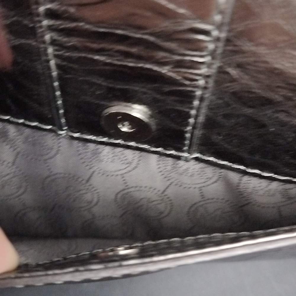 Michael Kors Metallic Gunmetal Python Embossed Fl… - image 8